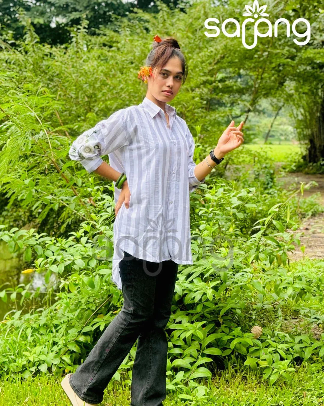 Classic Striped Long Shirt - Image 8