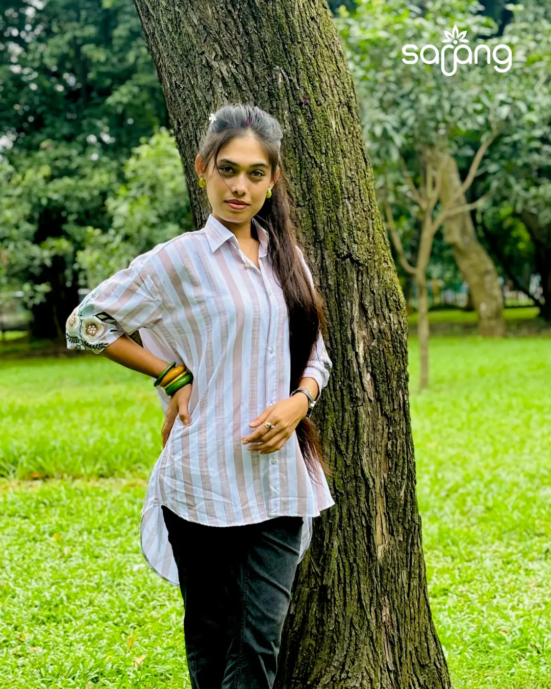 Classic Striped Long Shirt - Image 6