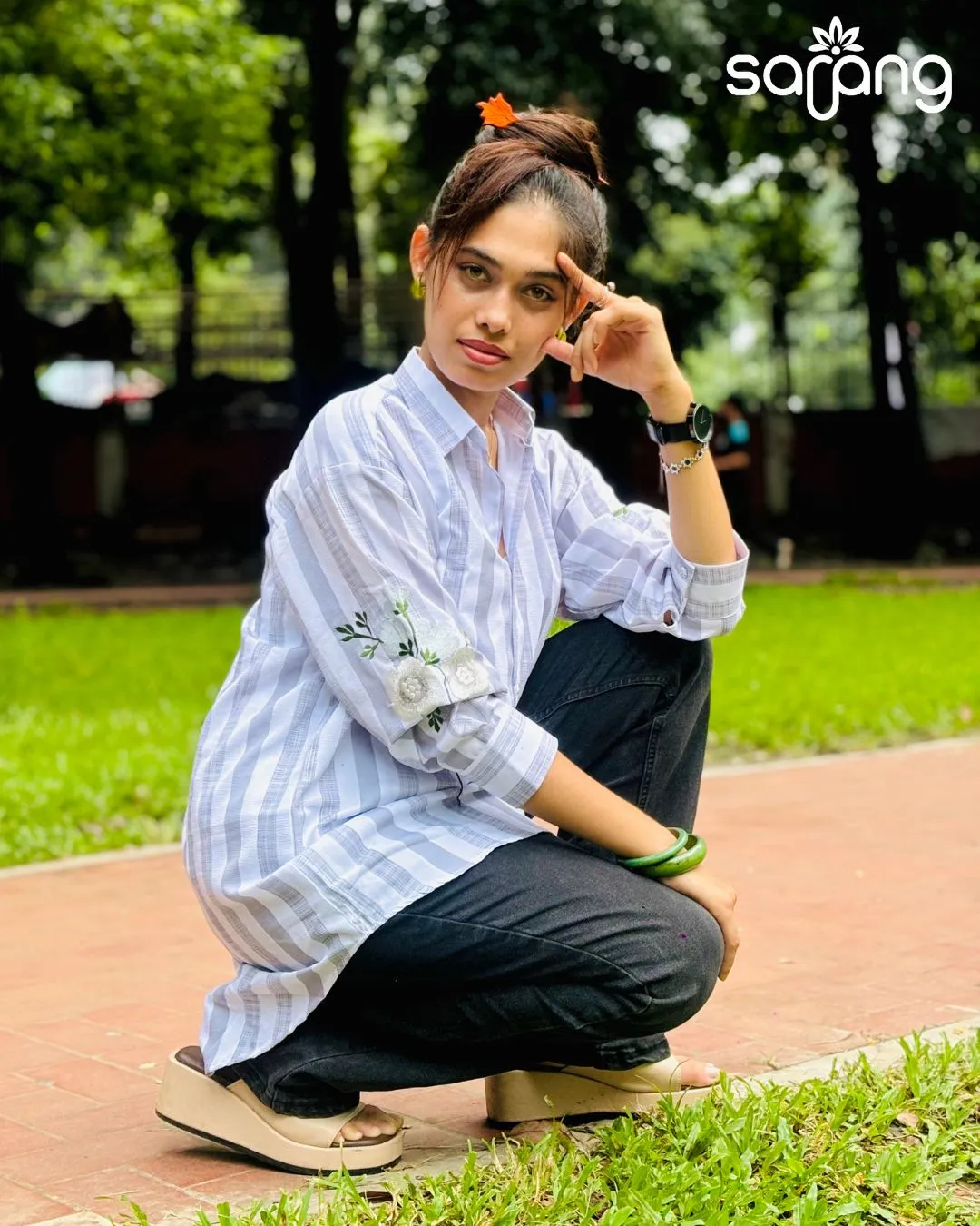 Classic Striped Long Shirt - Image 9