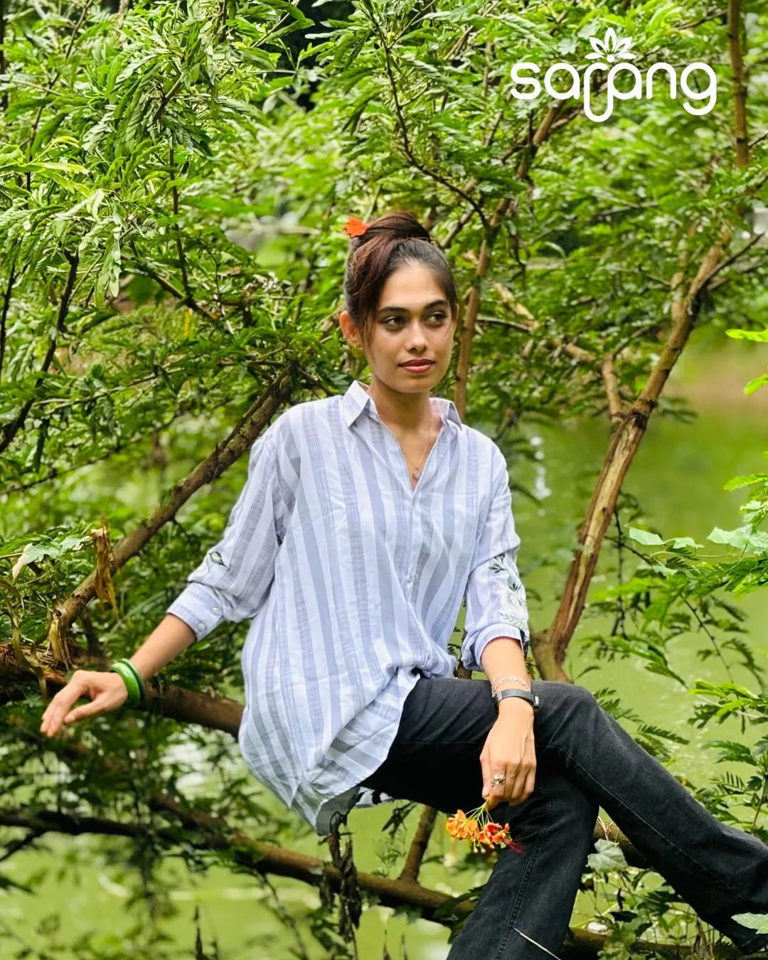 Classic Striped Long Shirt - Image 10
