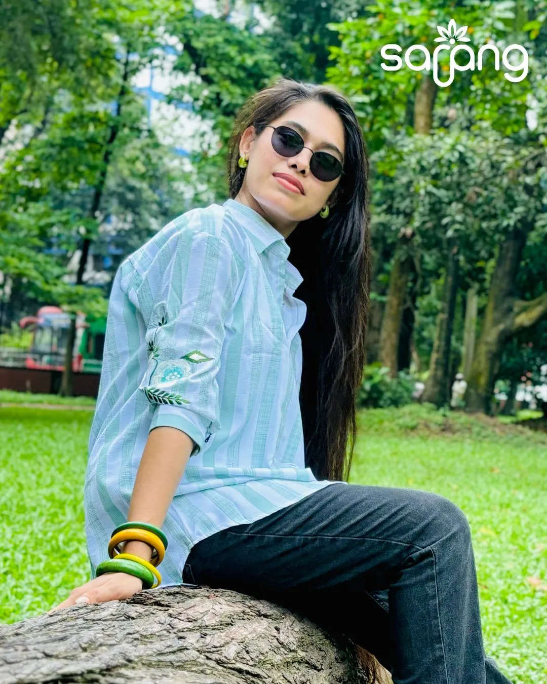 Classic Striped Long Shirt - Image 11